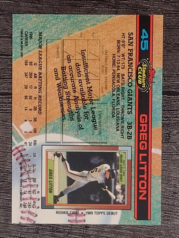 1991 Stadium Club #45 Greg Litton