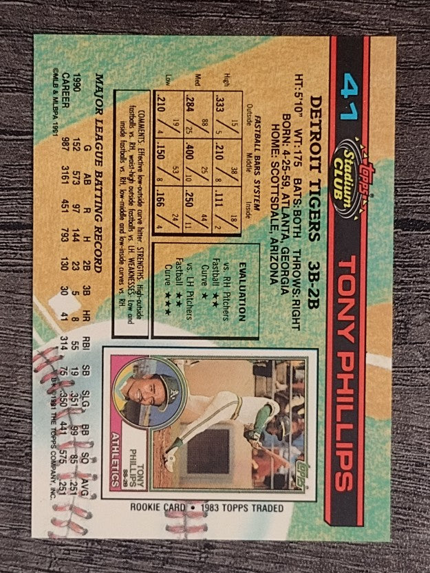 1991 Stadium Club #41 Tony Phillips