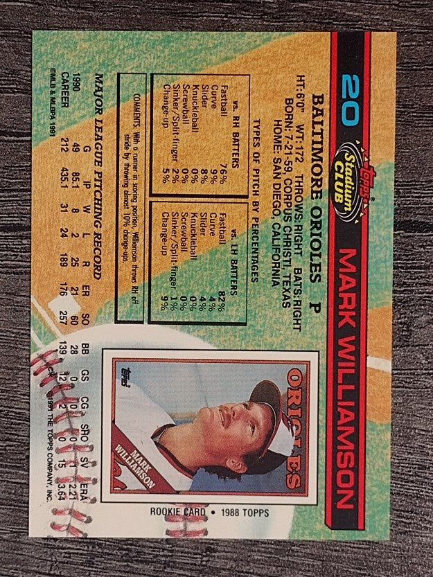 1991 Stadium Club #20 Mark Williamson