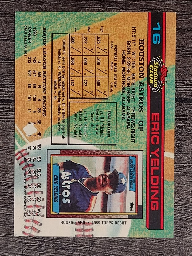 1991 Stadium Club #16 Eric Yelding