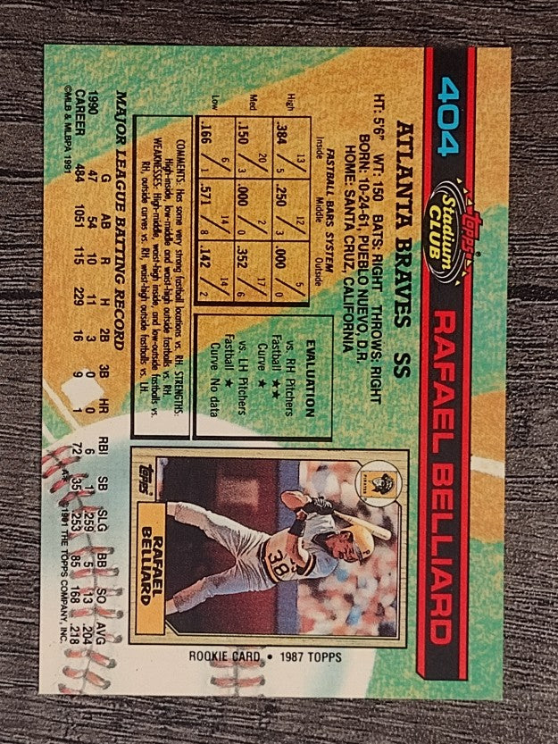 1991 Stadium Club #404 Rafael Belliard