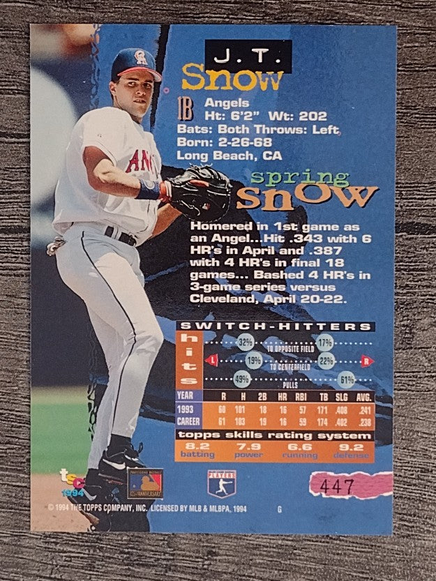 1994 Stadium Club #447 J.T. Snow