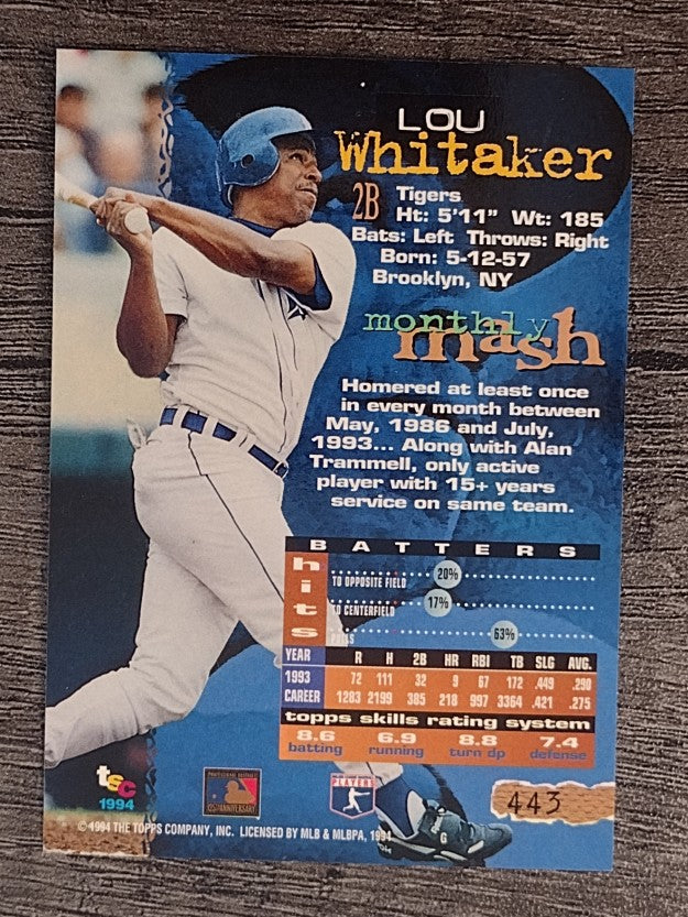 1994 Stadium Club #443 Lou Whitaker