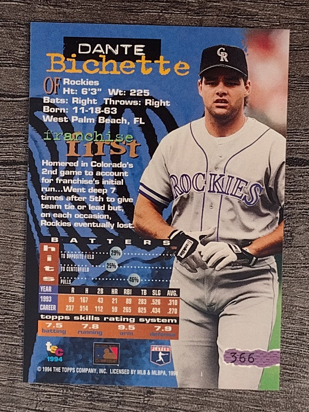 1994 Stadium Club #366 Dante Bichette