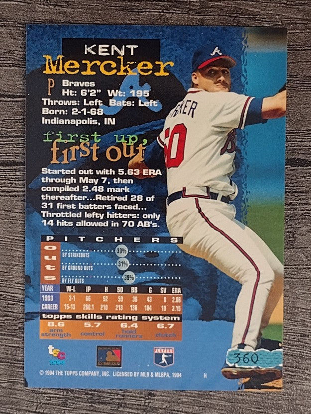 1994 Stadium Club #360 Kent Mercker