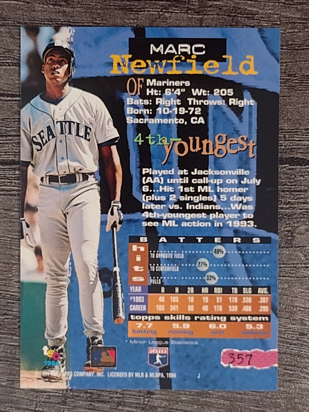 1994 Stadium Club #357 Marc Newfield