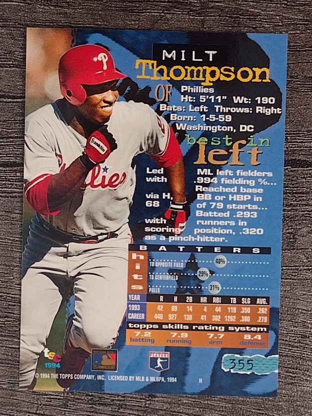 1994 Stadium Club #355 Milt Thompson