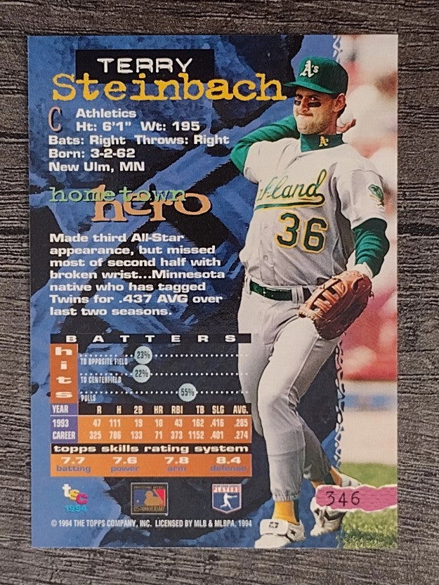 1994 Stadium Club #346 Terry Steinbach