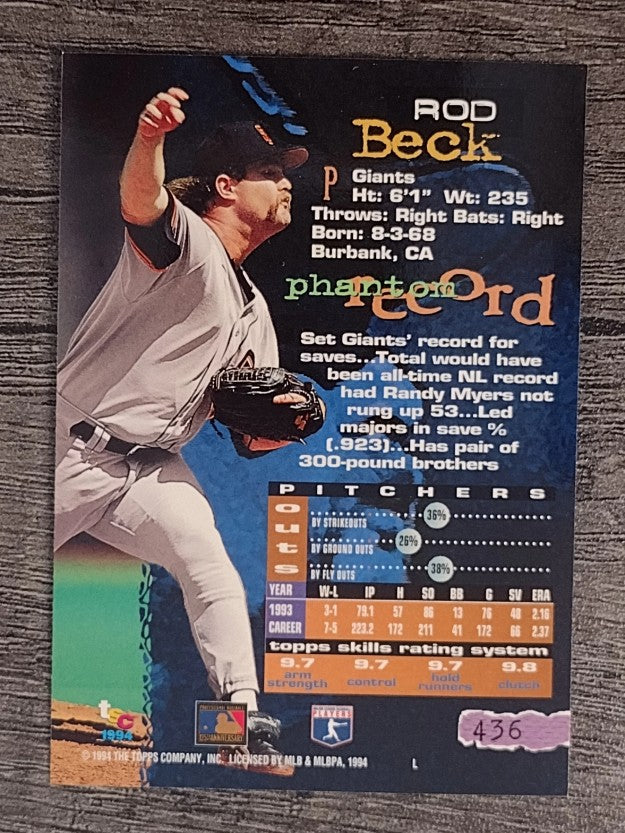 1994 Stadium Club #436 Rod Beck