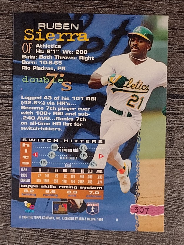1994 Stadium Club #307 Ruben Sierra