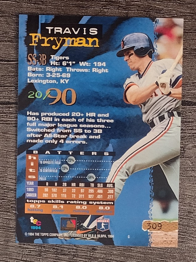 1994 Stadium Club #309 Travis Fryman