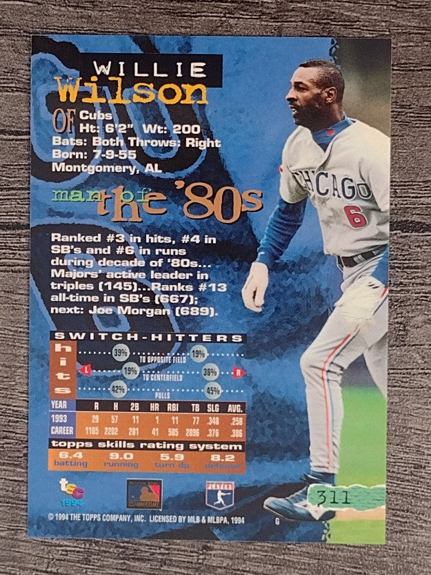1994 Stadium Club #311 Willie Wilson
