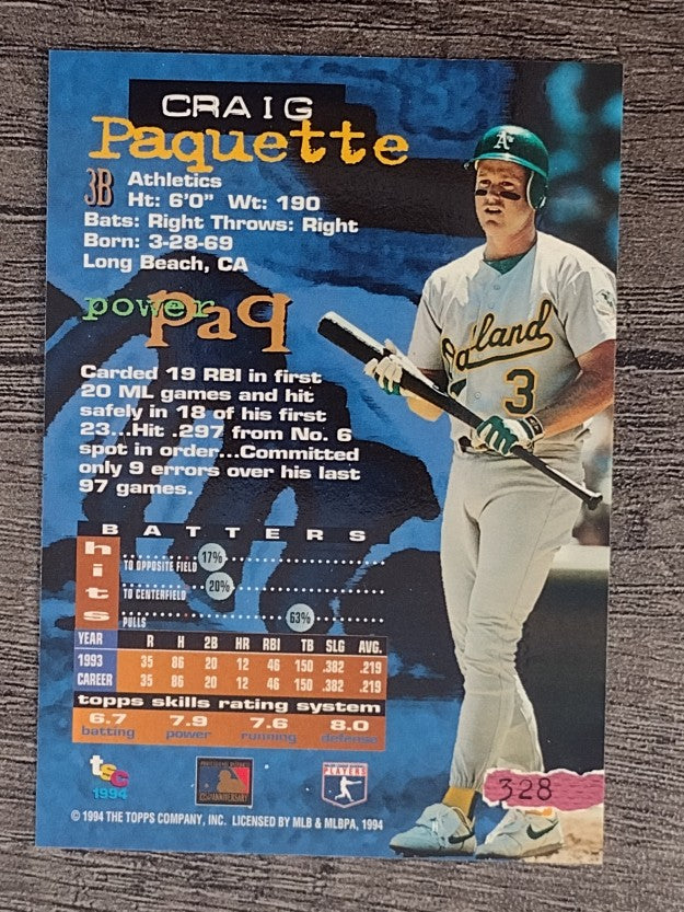 1994 Stadium Club #328 Craig Paquette