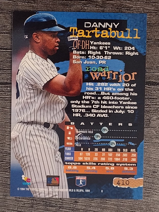 1994 Stadium Club #410 Danny Tartabull