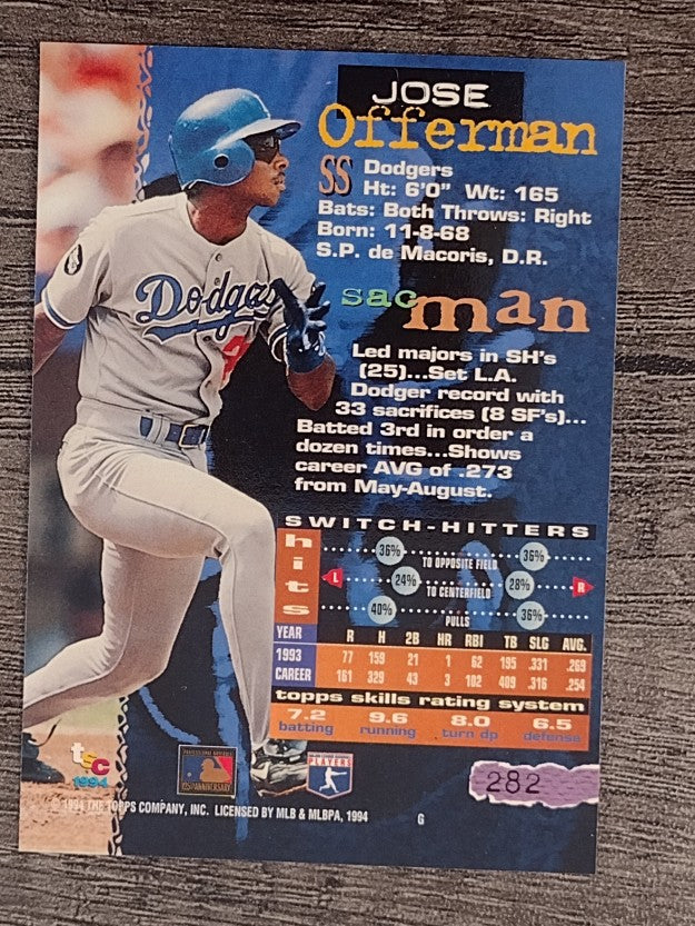 1994 Stadium Club #282 Jose Offerman
