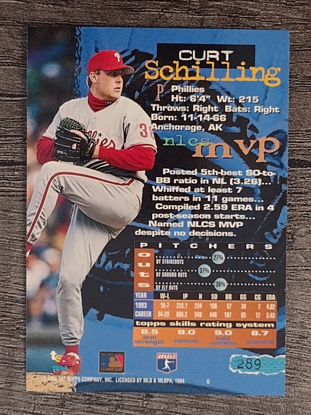 1994 Stadium Club #289 Curt Schilling