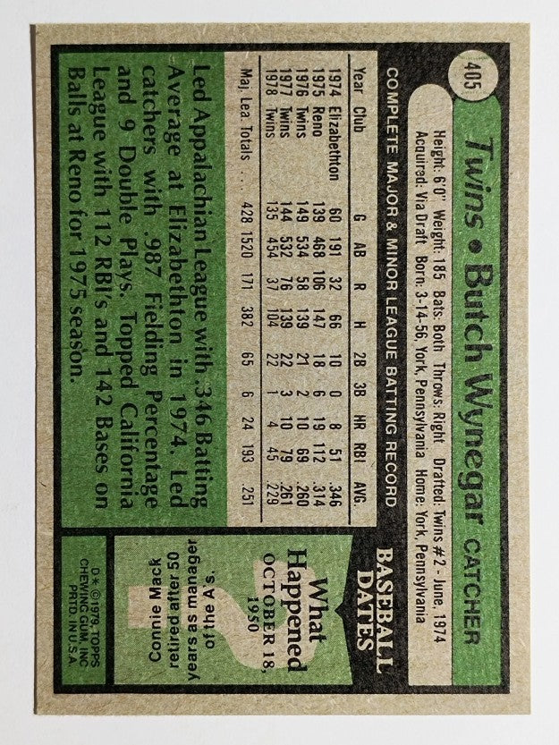 1979 Topps #405 Butch Wynegar DP (NM)