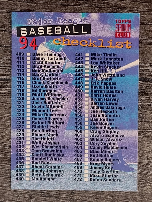 1994 Stadium Club #540 Checklist 406-540