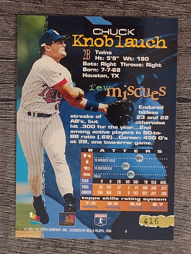 1994 Stadium Club #416 Chuck Knoblauch