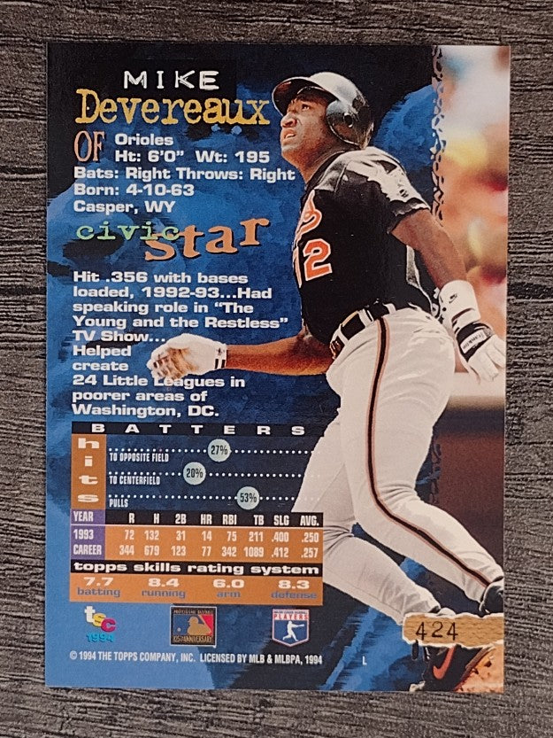 1994 Stadium Club #424 Mike Devereaux