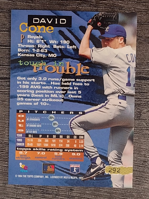 1994 Stadium Club #292 David Cone