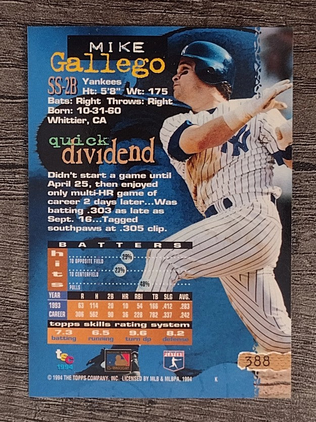 1994 Stadium Club #388 Mike Gallego