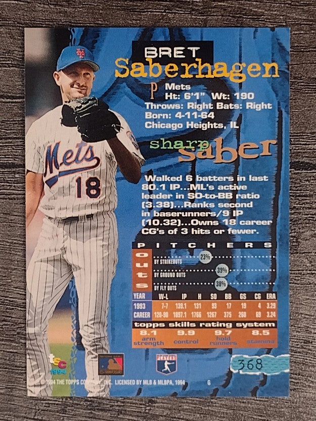 1994 Stadium Club #368 Bret Saberhagen