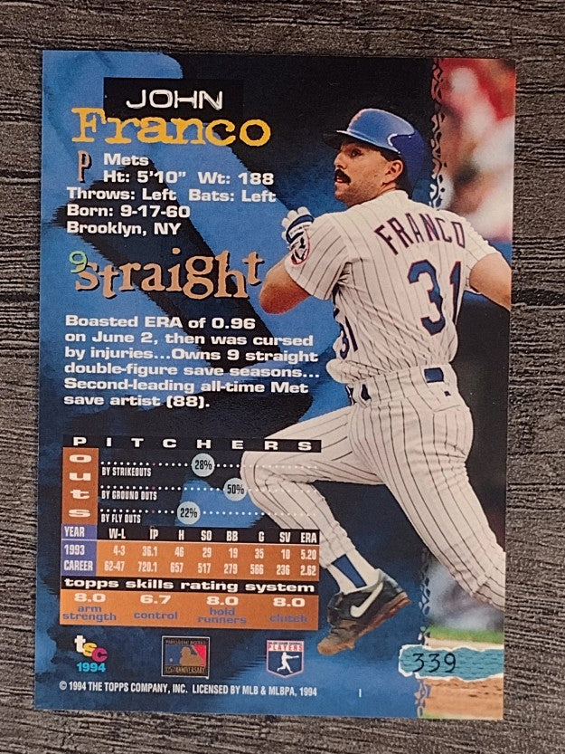 1994 Stadium Club #339 John Franco