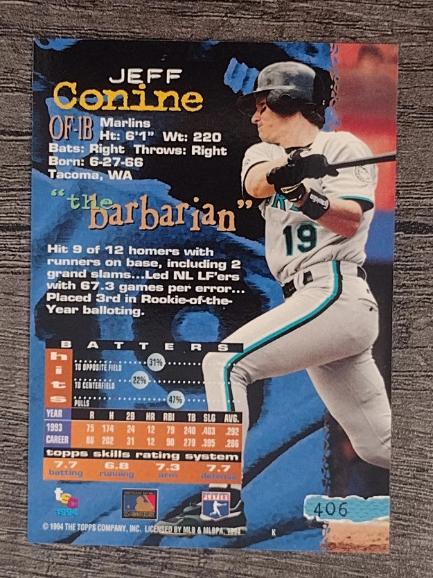 1994 Stadium Club #406 Jeff Conine