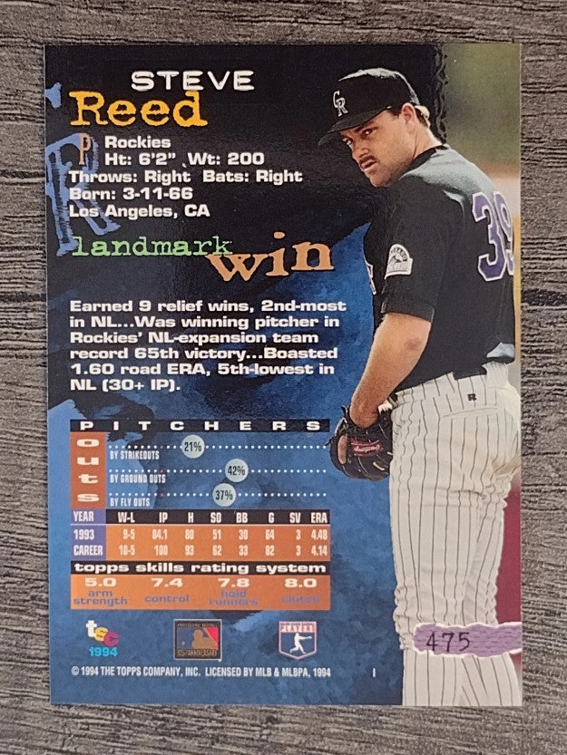 1994 Stadium Club #475 Steve Reed
