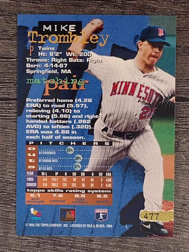 1994 Stadium Club #477 Mike Trombley