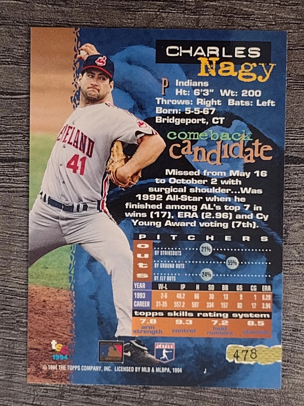 1994 Stadium Club #478 Charles Nagy
