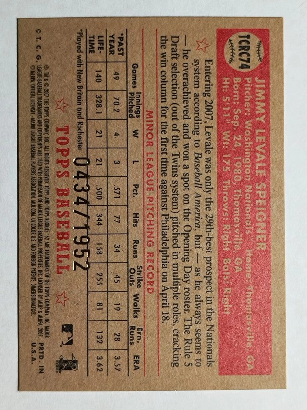 2007 Topps '52 Chrome #74 Levale Speigner