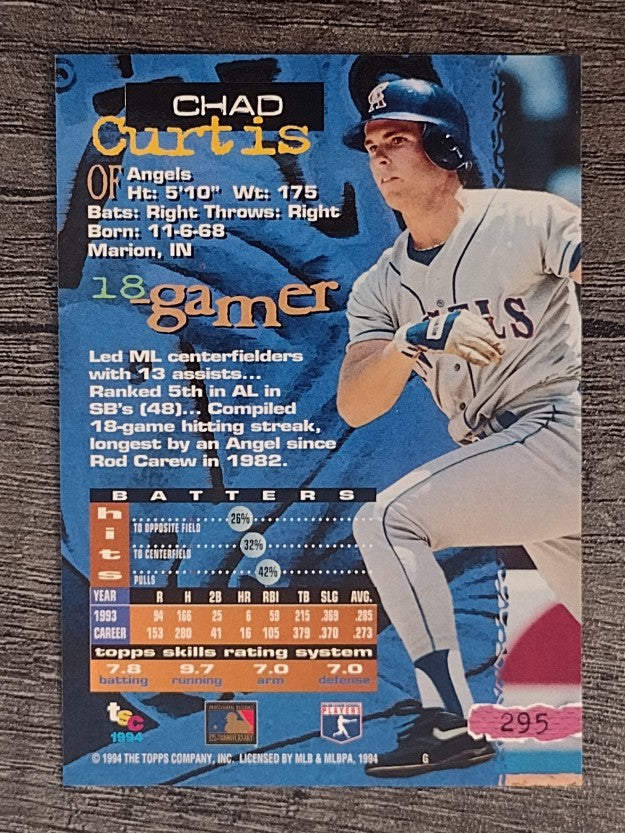 1994 Stadium Club #295 Chad Curtis