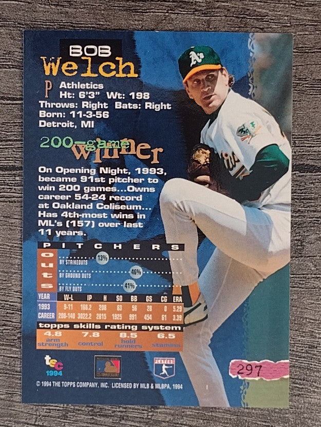 1994 Stadium Club #297 Bob Welch