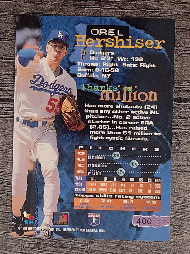 1994 Stadium Club #400 Orel Hershiser