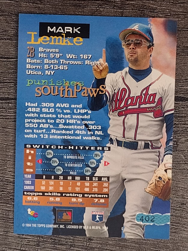 1994 Stadium Club #402 Mark Lemke