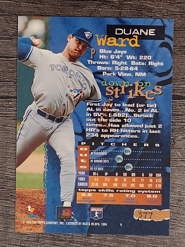 1994 Stadium Club #377 Duane Ward