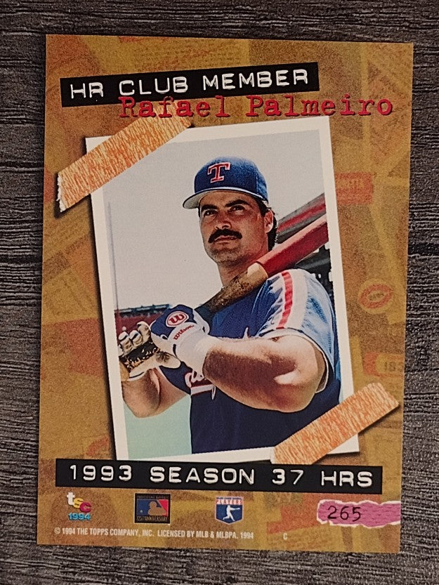1994 Stadium Club #265 Rafael Palmeiro HR