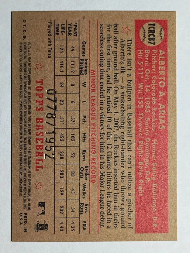 2007 Topps '52 Chrome #87 Alberto Arias