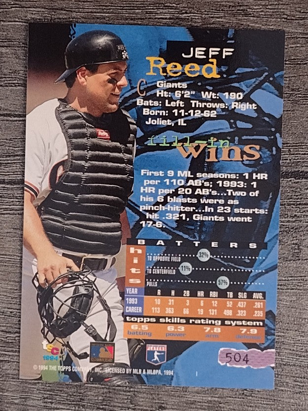 1994 Stadium Club #504 Jeff Reed