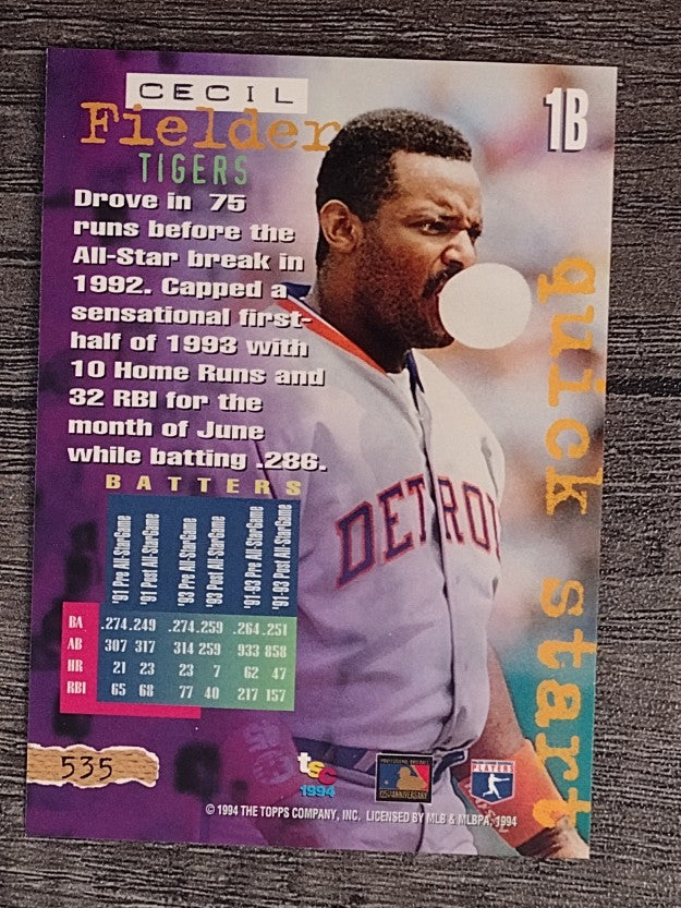 1994 Stadium Club #535 Cecil Fielder QS