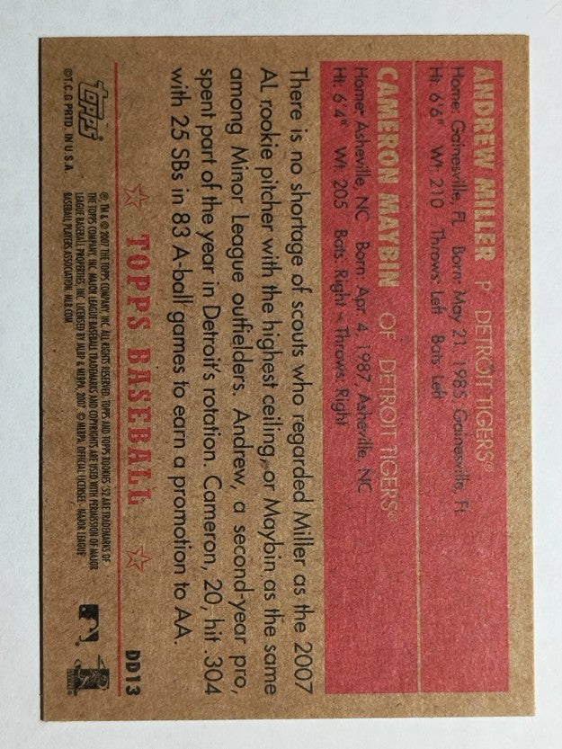 2007 Topps '52 Dynamic Duos #DD13 Andrew Miller/Cameron Maybin