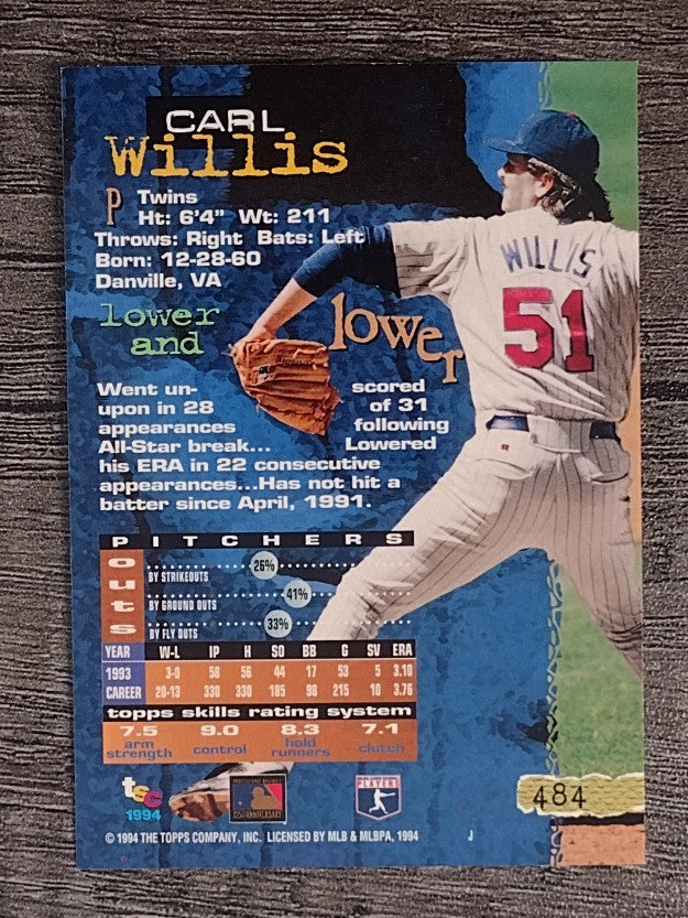 1994 Stadium Club #484 Carl Willis
