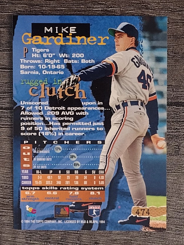 1994 Stadium Club #474 Mike Gardiner
