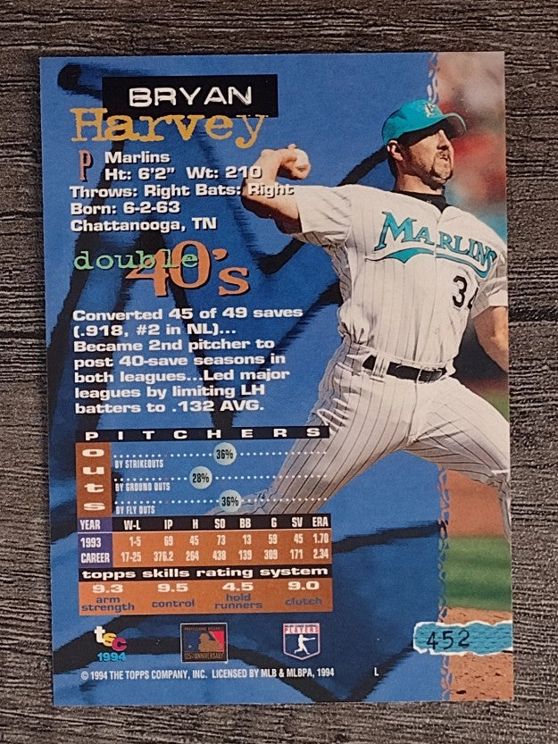 1994 Stadium Club #452 Bryan Harvey