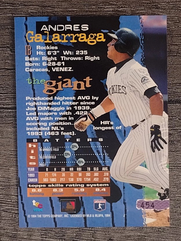 1994 Stadium Club #454 Andres Galarraga