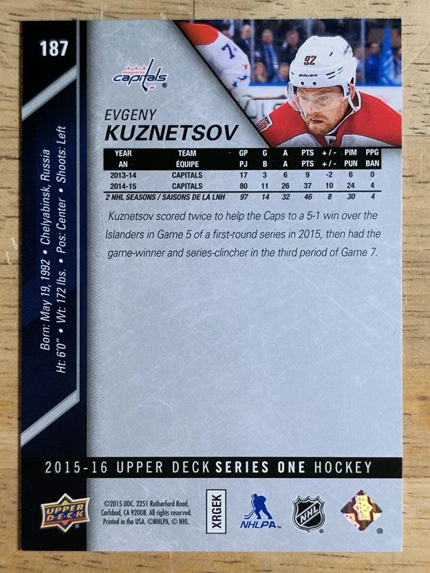 2015-16 Upper Deck #187 Evgeny Kuznetsov
