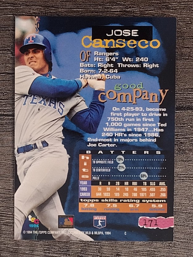 1994 Stadium Club #171 Jose Canseco