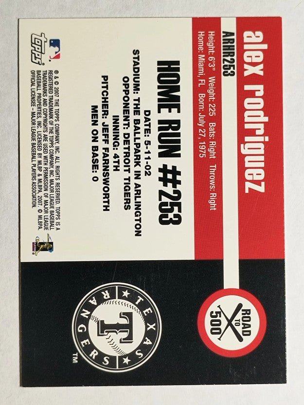 2007 Topps Alex Rodriguez Road to 500 #ARHR253 Alex Rodriguez